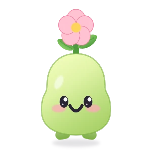 Bud: a small pear with a pink flower