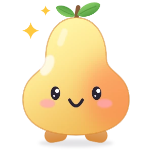 Ripe: a golden, blushing pear with sparkles