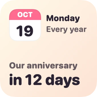Next Moment widget: Our anniversary, in 12 days